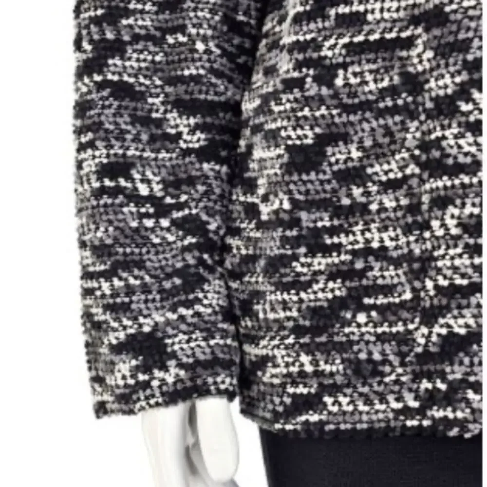 St John Collection Black & Gray Boucle Sweater Jacket Womens sz 4
